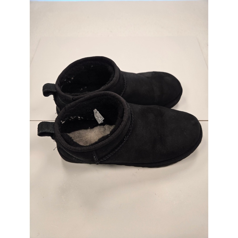 UGG Classic Ultra Mini Black Suede Ankle Boots Womens 8 1116109 - Picture 5 of 6